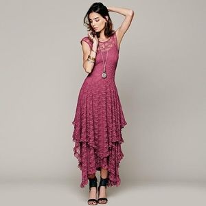 Free People Lace Maxi Dress Burgundy